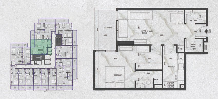 Zyra Hills Dubai 1 Bedroom Apartment Floor Plan Zyra Hills Dubai 1 Bedroom Apartment Floor Plan