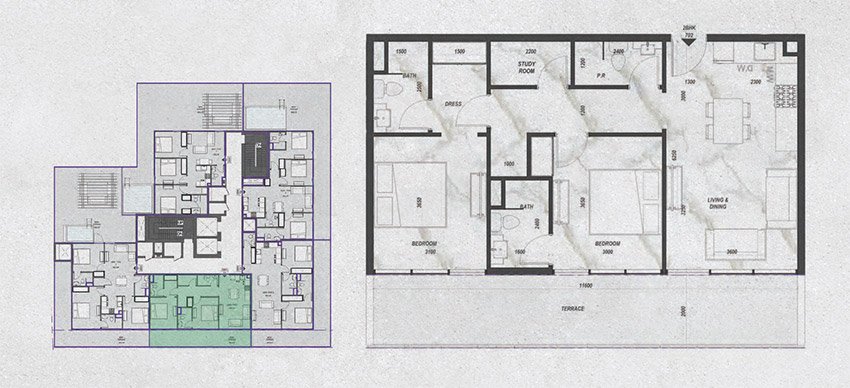 Zyra Hills Dubai 2 Bedroom Apartment Floor Plan Zyra Hills Dubai 2 Bedroom Apartment Floor Plan